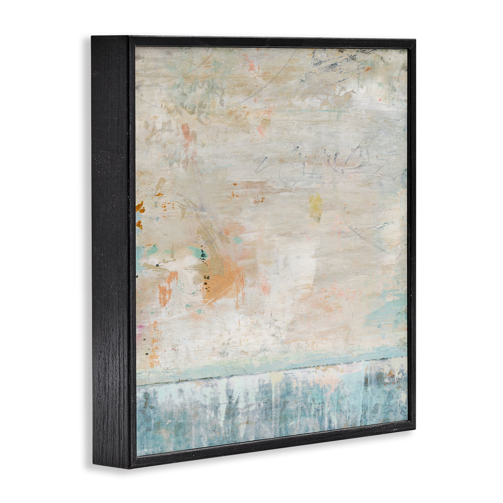 Stupell Industries Rustic Abstract Paint Strokes Abstract Painting Black Framed Art Print Wall Art, 17 x 17