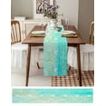 thumbnail image 3 of Aqua Green Table Runner 48 Inches, Watercolor Colorful Ombre Abstract Floral Art Bed Runner Dresser Scarves Tabletop for Indoor Outdoor Parties/Ceremony/Banquet, 13" x 48", 3 of 8
