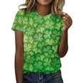 thumbnail image 1 of Outfmvch T-Shirt de la Saint-Patrick pour Femmes, Manches Courtes, Col Rond, Imprimé, Vert TG, 1 of 3