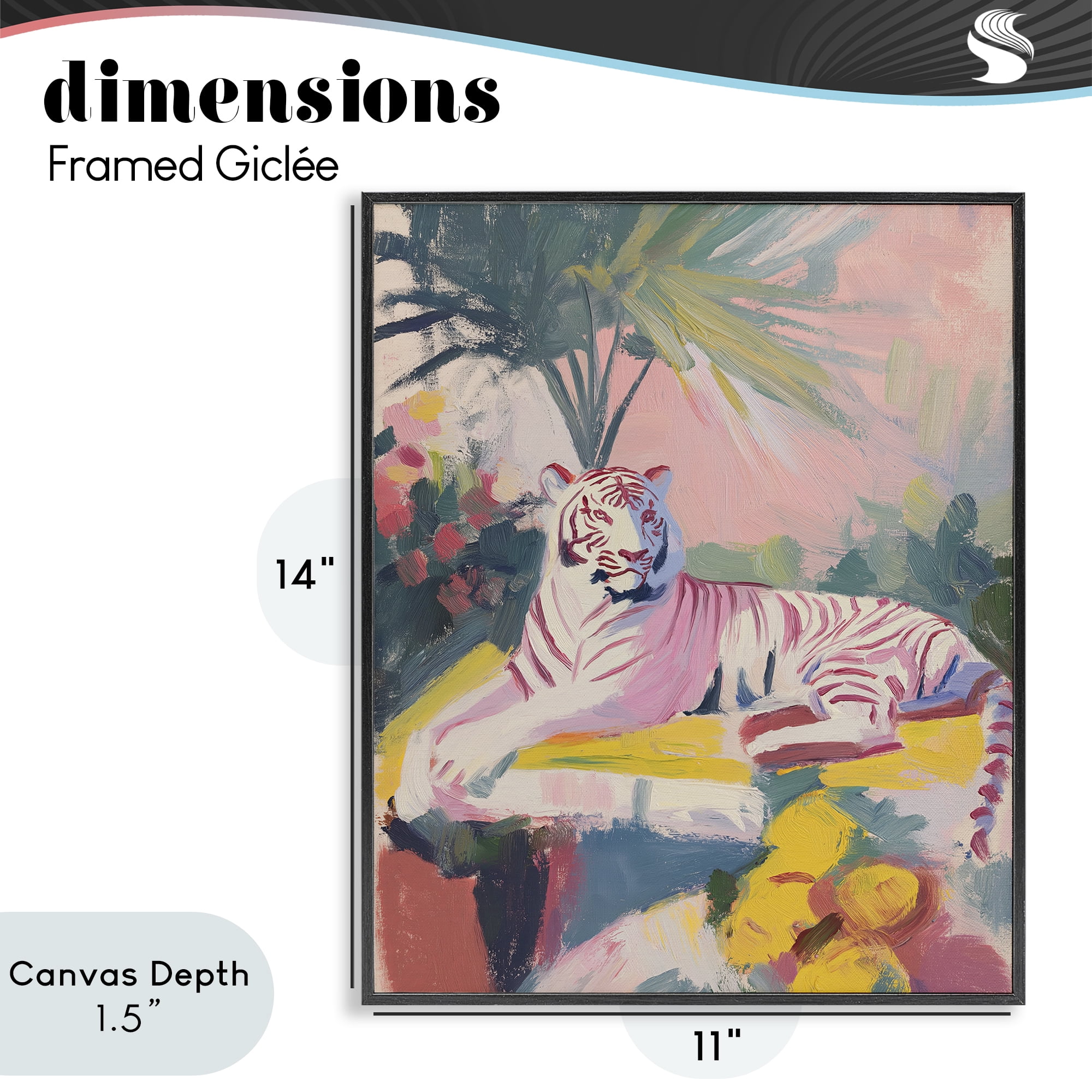 Stupell Industries In The Quiet Shade Tiger Black Framed Giclee Art, design by Svetlana Aleynikova