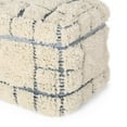 thumbnail image 4 of GDF Studio Praro Boho Handmade Fabric Cube Pouf, Blue and White, 4 of 5