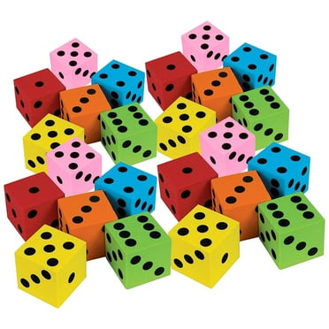 Kicko Assorted Colorful Big Colorful Foam Dice Set, 24 Pack