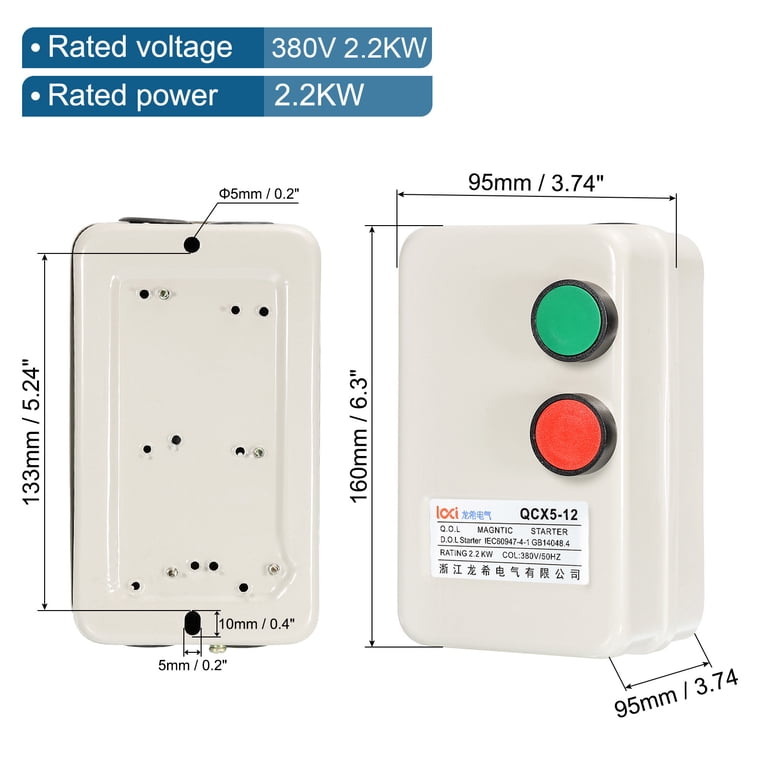 Produktbild von QUARKZMAN Magnetischer Elektromotorstarter 380V 2,2kW 3PS – 3-Phasen Schütz Für Kompressor & Maschinen