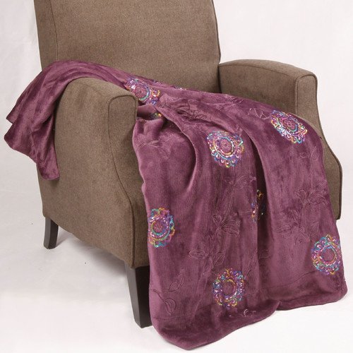 BOON Throw & Blanket Sequin Embroidered Polyester Throw Blanket