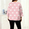 thumbnail image 6 of Hrsba Tops for Women Trendy,Women Star Print Casual 3/4 Sleeve Crewneck Summer Plus Size Daily Wear Blouse Tops, 6 of 6