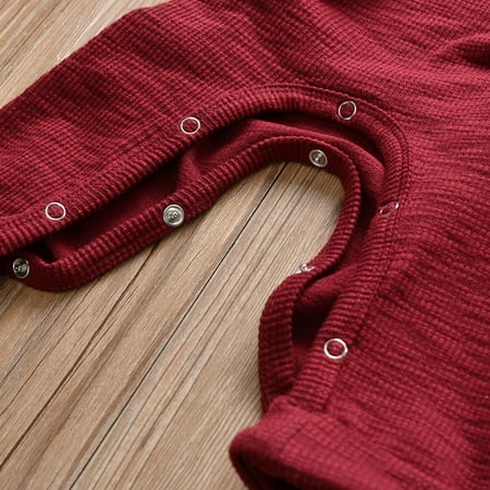 

Gubotare Baby Rompers Girl Baby Romper Boys Baby Boy Girl Football Season Romper Sweatshirt Long Sleeve Letters Print One Piece Bodysuit Fall Winter Outfit Wine 0-6 Months