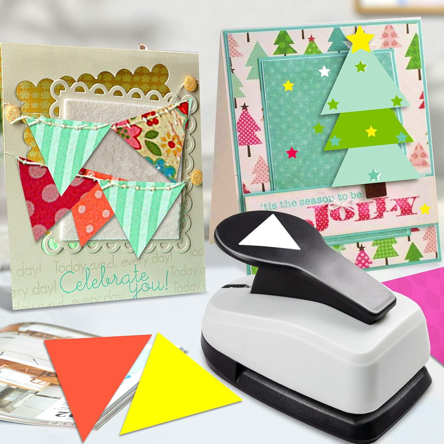 ABPETE Triangle Hole Punch 1.97 inch TrianglePunch Triangles Paper Punches Triangle Puncher for Crafts Triangles Shape Punch for Scrapbooking, Card Making, Paper Crafts