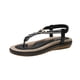 thumbnail image 2 of Zapatos de mujer, zapatillas de tacón bajo, sandalias informales cómodas resistentes al desgaste, chanclas bohemias con diamantes de imitación brillantes para la playa de verano Wmkox8yii  nm3099, 2 of 3
