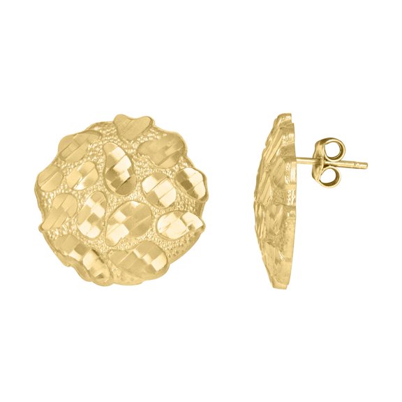 Auriga 10k Yellow Gold Diamond-cut Nugget Stud Earrings for Men