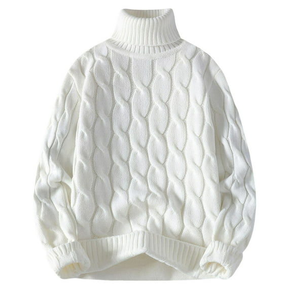 Chiccall Mens Turtleneck Sweater Winter Warm Knitted Textured Pullover