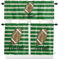 thumbnail image 3 of Leopard Football Rugby Sport 3 PCS Kitchen Curtain Valance and Tiers Set, Rod Pocket Small Half Tier Valances Window Curtains Panel, Green Geometric Stripe 55"x24" (Set of 2 Tiers & Valance), 3 of 5