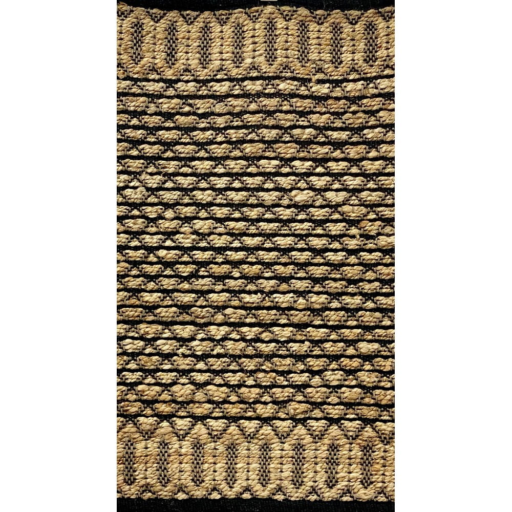 LR Home Geometric Black 5 ft. x 7 ft. HandWoven Natural Jute Area Rug