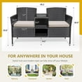 thumbnail image 6 of PRZL Outdoor Furniture Patio Loveseat Wicker 2-Seat with Built-in Table and Cushions Rattan Porch Chairs Bench for Balcony, Lawn, Backyard (Beige), 6 of 8