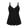 thumbnail image 5 of WEIGFI Women'S Tankini Sets 2 Piece Bathing Suit Swim Dress Top With Trunks Cheeky Swimwear Solid Color Spaghetti Strap V-Neck Elegant Summer Pool Trendy Vacation Beachwear,Black,L, 5 of 6