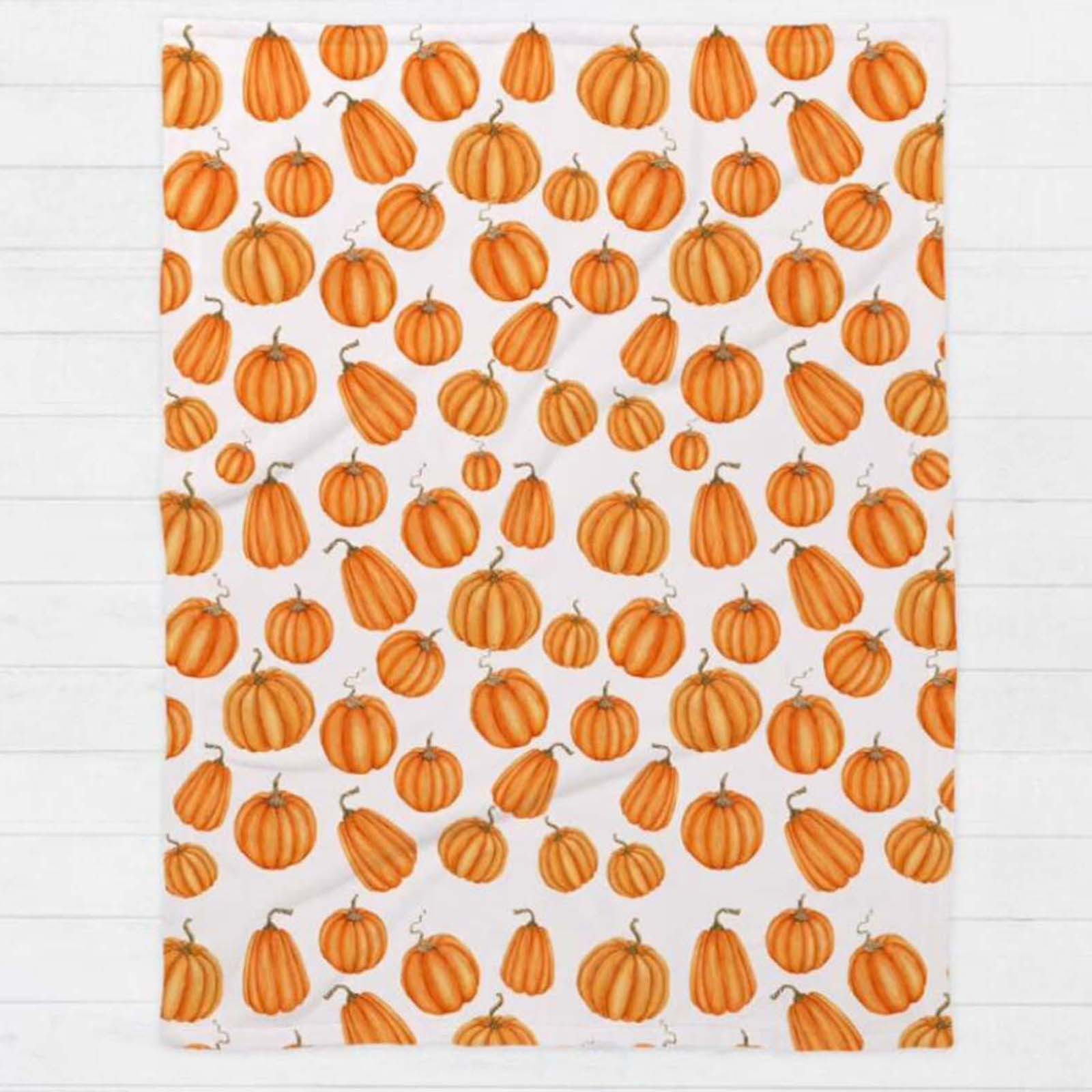Couverture Douillette Halloween - Motif Citrouille Et Feuilles D'érable - 130x150 Cm - Idéale Pour Canapé, Lit Et Déco D'automne