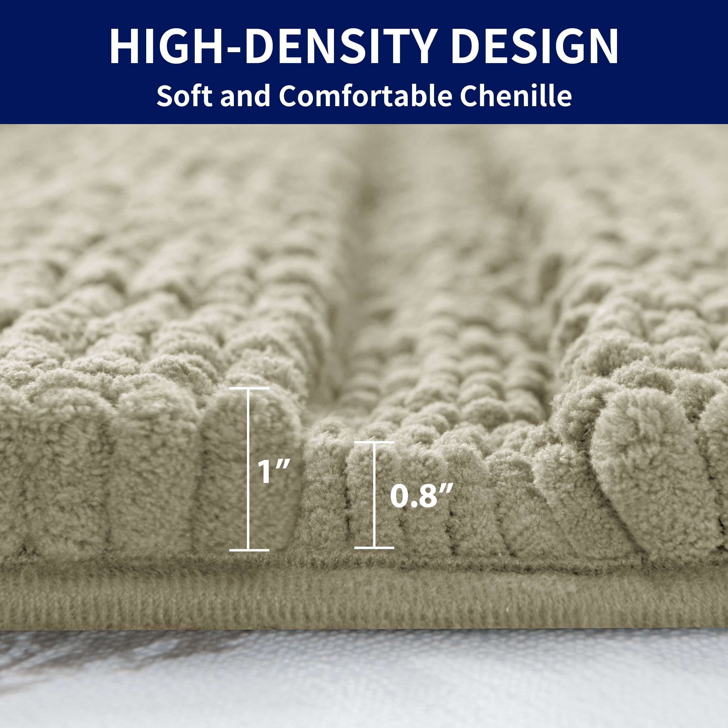 Subrtex Bathroom Rugs Non-Slip Chenille Soft Striped Plush Bath Mat (Taupe Brown, 20"x32")