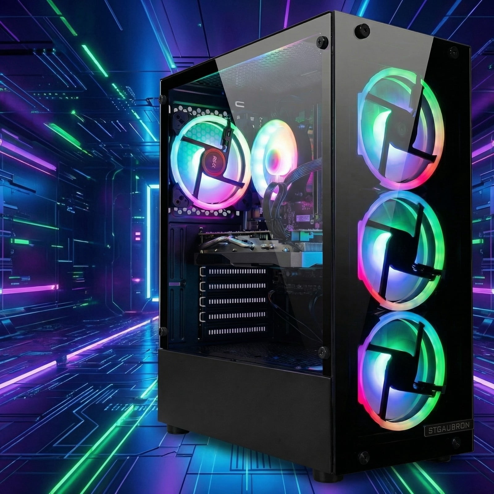 STGAubron Gaming PC, Intel Core I7-4770 up to 3.9G, RTX 2060 6G GDDR5, 16GB RAM, 512GB SSD, WiFi 6 & BT 5.2, RGB Fan x4, Win 11 Home