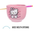 thumbnail image 4 of Silver Buffalo Sanrio Hello Kitty Waving Pink Ceramic Ramen Noodle Rice Bowl with Chopsticks, Microwave Safe, 20 Ounces,, 4 of 9