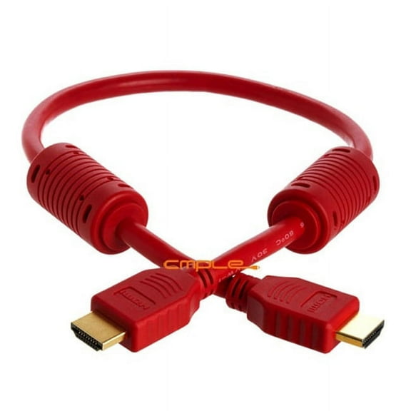 Cmple - HDMI Cable 1.5FT High Speed HDTV Ultra-HD (UHD) 3D, 4K @60Hz,18Gbps 28AWG HDMI Cord Audio Return 1.5 Feet Red