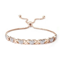 Rose Gold Plated Diamond Accent "X" & Heart Adjustable Bracelet