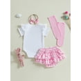 thumbnail image 6 of My First Easter Baby Girl Outfit Bunny Eggs Short Sleeve Romper + Layered Ruffle Bloomers Tutu Skirt Shorts + Socks + Headband 4Pcs Cute Clothes Set, 6 of 8