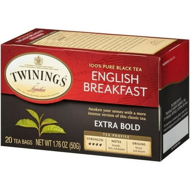 Twinings of London English Breakfast Extra Bold 100% Pure Black Tea Bags, 20 count