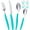 Aqua, variant on Alpine Cuisine Flatware Set 16 Piece Service for 4, Stainless Steel Flatware Cutlery Set Includes Dinner Knives/Forks/Spoons - Great for Camping or College Dorms - Dishwasher Safe - Red
