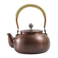 thumbnail image 1 of Tetera de cobre, hervidor de agua caliente, tetera de 1,2 L, tetera de kungfú portátil, tetera con silbido para cocina, senderismo, restaurante al, 1 of 9