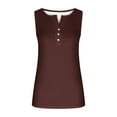 thumbnail image 6 of VEKDONE Button V-Neck Tank Tops for Women Summer Sleeveless Workout Tanks Solid Color Slim Fit Tunics Tops Casual Lightweight Basic Tees Shirts Vests Brown XX-Large, 6 of 7