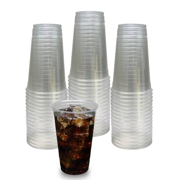 Crown Display Disposable 24 oz Poly Lactic Acid PLA Clear Cold Cup, Warm or Cold Beverages - 100 Ct.