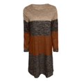 thumbnail image 5 of Women's Casual Dress Long Sleeve Round Neck Color Block Loose Fit Comfortable Midi Dress for Spring Fall Everyday,Brown,XL, 5 of 5