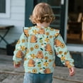 thumbnail image 4 of Yuyamidu Floral Capybara Sweatshirt Toddler Girl 1T 2T Green Long Sleeve Ruffle Shoulder Crewneck Sweatshirts Pullover Tops Lightweight Soft Everyday Clothes Playwear for Outdoor Play, 4 of 8