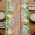 thumbnail image 5 of Table Runners 70 Inches Long Dress Scarves, Happy Easter Farmhouse Coffee/Dining/Kitchen Table Decor, Holiday Table Runner, Gnomes Rabbit Flowers Green Check Wooden 13x70 Inch, 5 of 9
