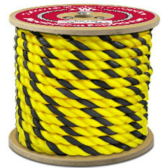 CWC 3-Strand Polypropylene Rope - 3/4" x 600 ft., Yellow & Black