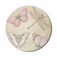 thumbnail image 1 of Vintage Mouse Pad for Computers, Butterflies Bugs Old Collector Image on Abstract Retro Backdrop Art, Round Non-Slip Thick Rubber Modern Mousepad, 8" Round, Pale Pink and Pale Grey, by Ambesonne, 1 of 2