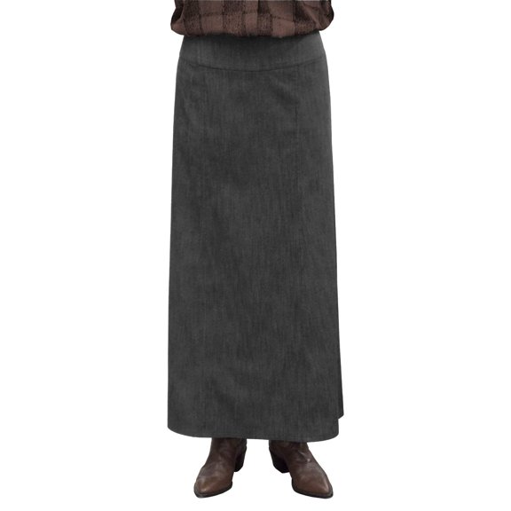 Women's Long Ankle Length Denim A-Line Panel Skirt