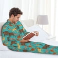 thumbnail image 6 of Salouo Cute Animals Print Button-Front Long Sleeve Pajama Set for Men, Soft 2Pjs Men's Long Sleeve Sleepwear-X-Large, 6 of 7