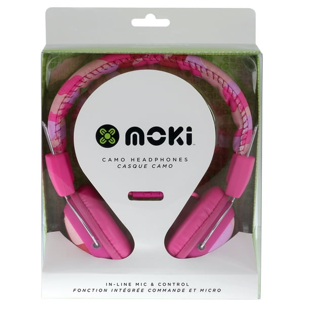 Moki Camo In-line Mic Headphones Pink
