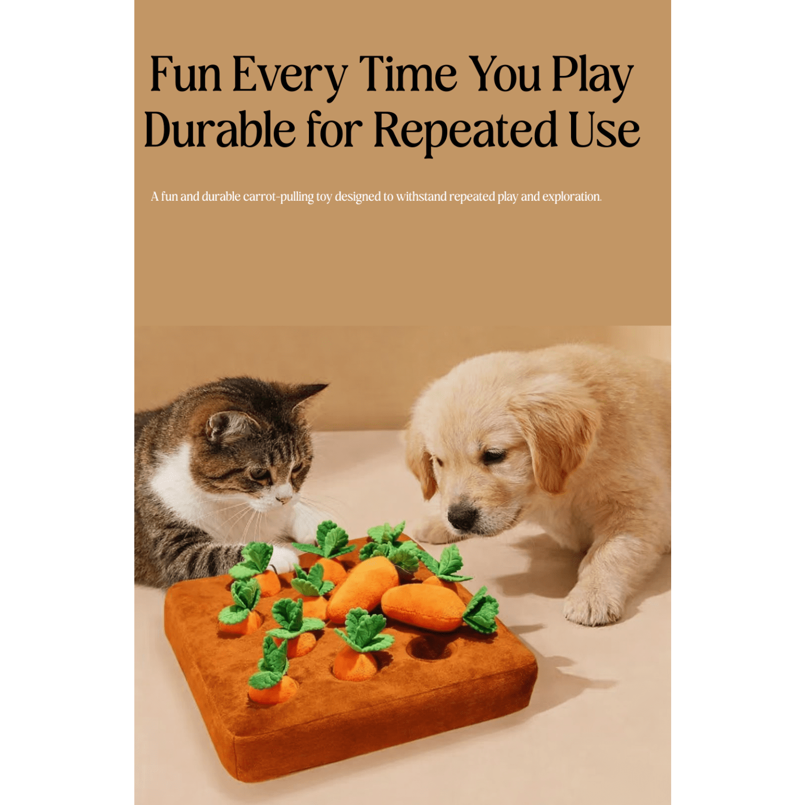 Dog Toys, Carrot Snuffle Mat Puzzle Toy, 2 in 1 Nosework Feeding Game for Stress Relief