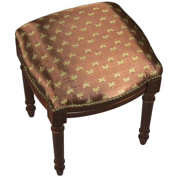 Traditional Vanity Stool with Dragonfly Carvings