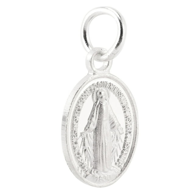 Medalla Milagrosa Nikou de Plata de Ley 925 Pulida Virgen María Colgante Ovalado de Doble Cara