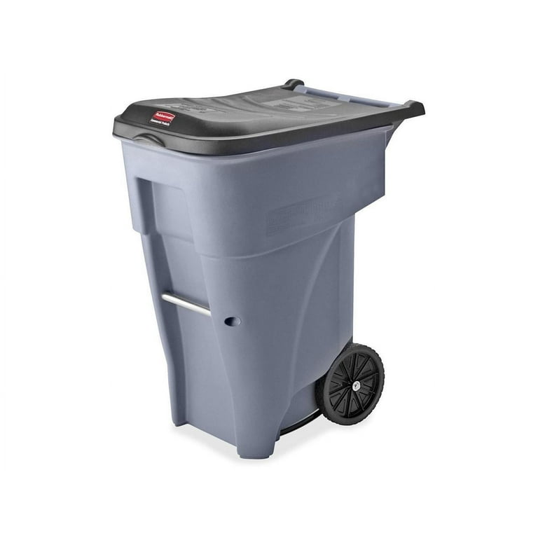 Rubbermaid Commercial Trash Can,Free-Standing,Roll Out,65 gal