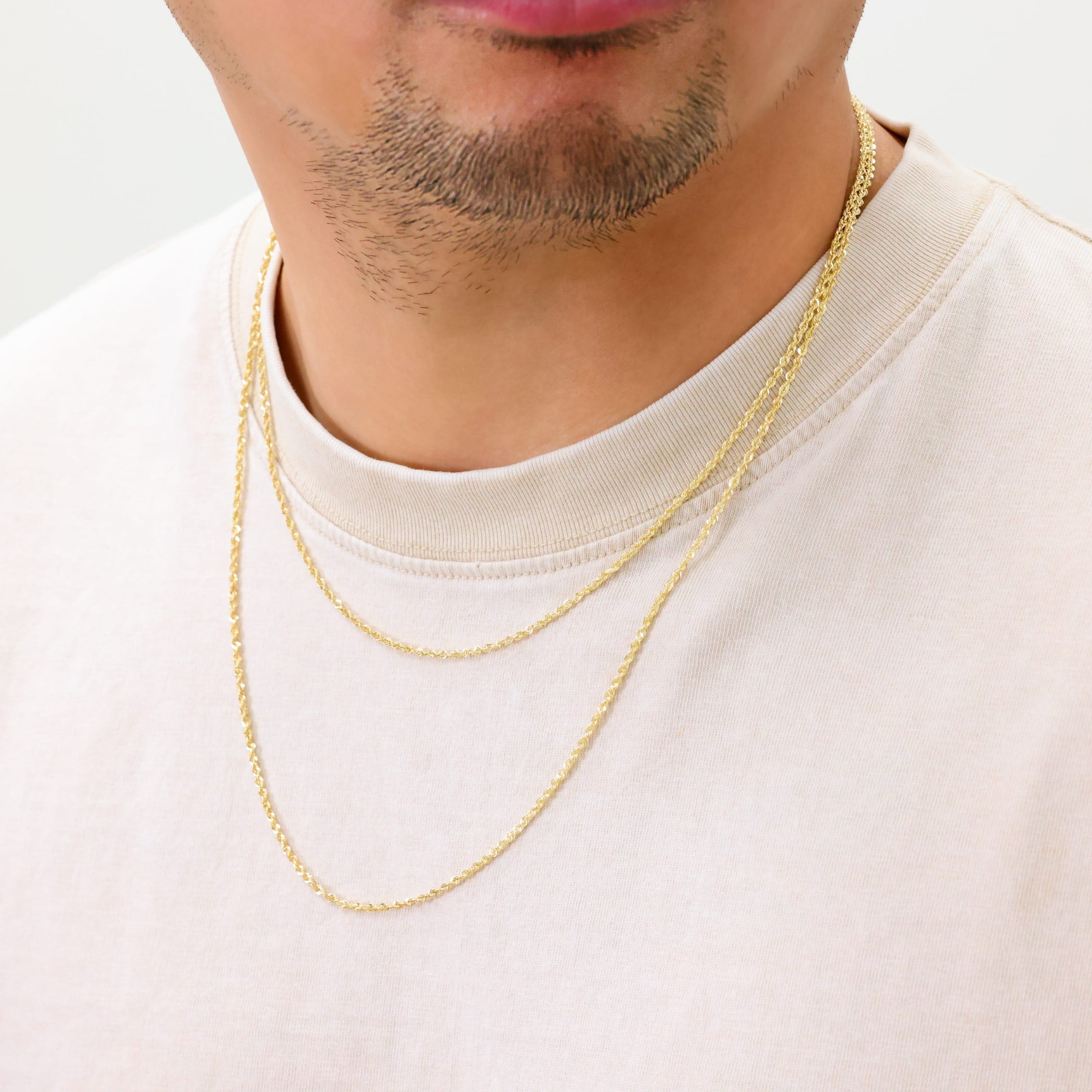 Nuragold 14k Real Yellow Gold 2mm Rope Chain Diamond Cut Lightweight Necklace (16"-30") Italian Jewelry for Men & Women