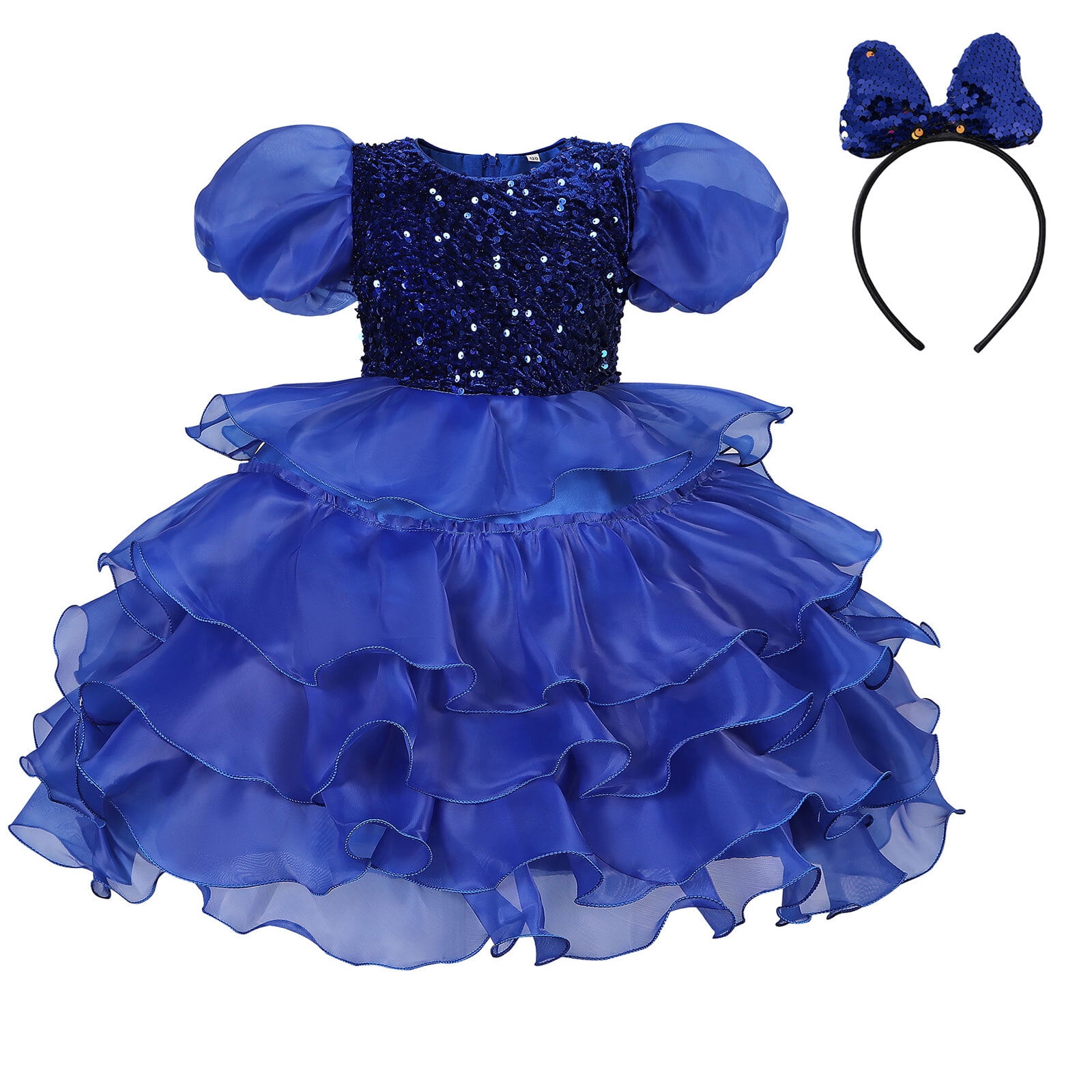 Flower Girls Ruffles Princess Birthday Wedding Party Dress Sequin Cake Dress  - Walmart.com