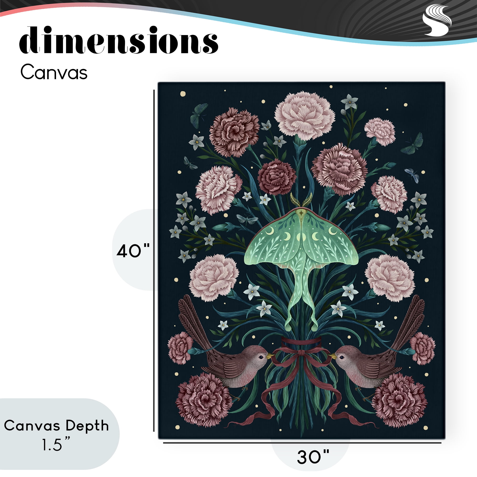 Stupell Industries January Carnations & Moth Canvas Wall Art, design by Episodic Drawings