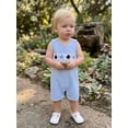 thumbnail image 6 of BemeyourBBs Newborn Baby Boy Summer Clothes Fishing Outfit Smocked Gingham Romper Overalls Shorts 0 3 6 12 18 Months Marine Life Embroidered Sleeveless One Piece Plaid Casual Jumpsuit, 6 of 9