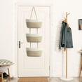 thumbnail image 5 of Over the Door Hanging Basket, 3-Tier Woven Cotton Wall-Mounted Storage Organizer Bag Decorative Hanging Nursery Baskets - Jute, 5 of 9