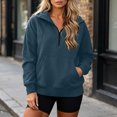 thumbnail image 4 of Sweatshirt for Women Plus Size Solid Color Hoodless Sports Sweatshirt Casual Loose Lapel Pocket Fall Fashion Sweatshirts 2026 Winter Clothes, 4 of 7