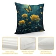 thumbnail image 4 of Leisuo Butterfly Throw Pillow Covers Rose Glitter Water Botanical Wings Nature Scenic Yellow Blue Washable Comfortable Decorative Sofa Couch Square Cushion Covers, 4 of 5