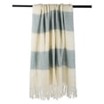 thumbnail image 3 of Contemporary Home Living Blue and Beige Striped Fringe Throw Blanket 50" x 60", 3 of 7